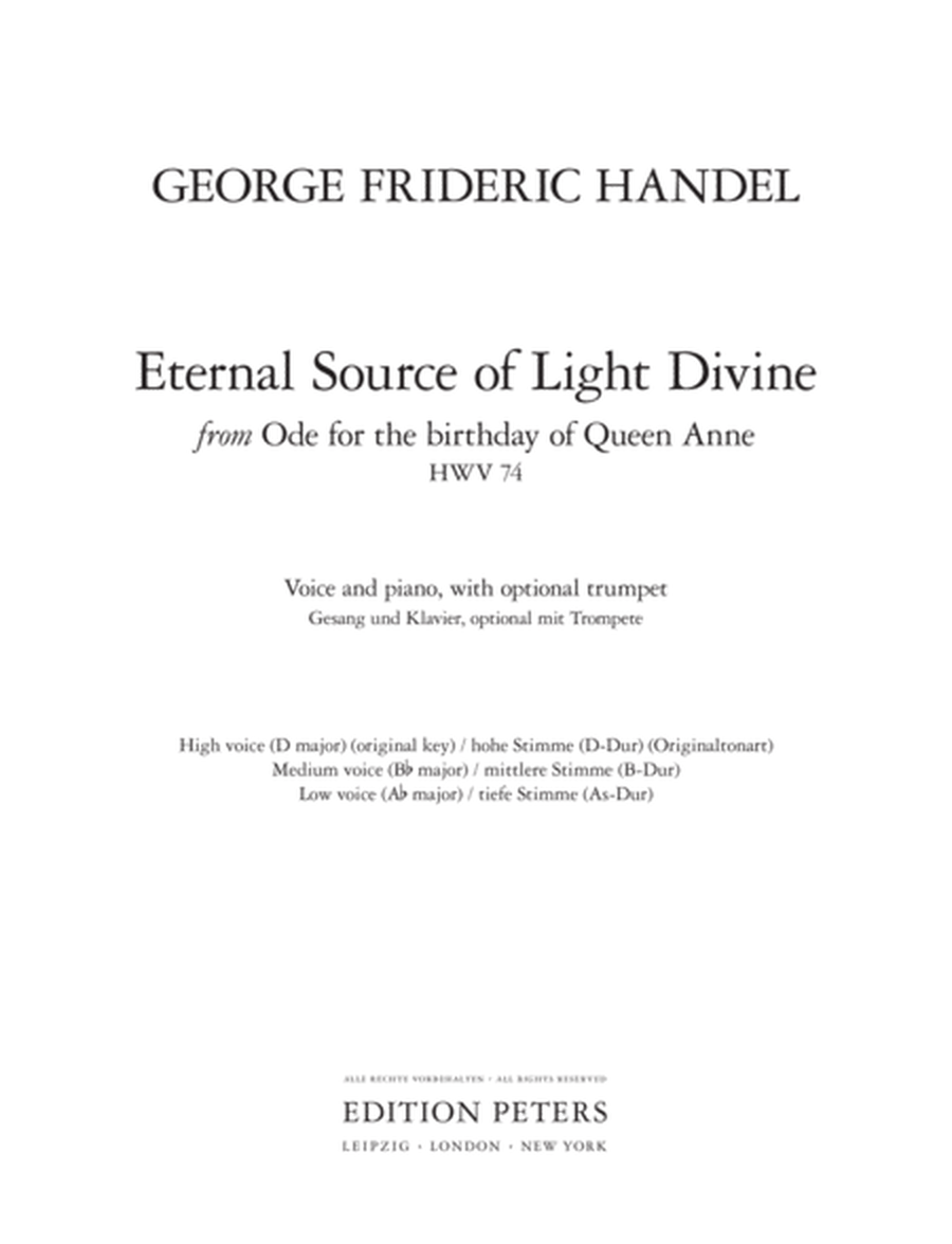 Eternal Source of Light Divine for Voice & Piano (3 Keys in One -- H./M./L. Voice)