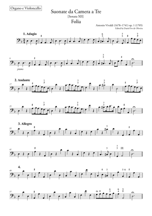Folia Vivaldi – Violoncello / Basso Continuo (Original - Urtext) op. 1, nr. 12 RV 63