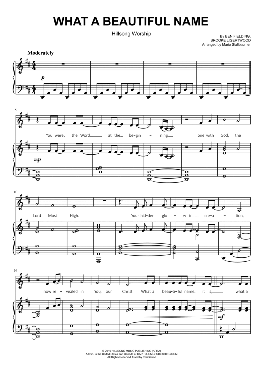 What A Beautiful Name Voice scores gallery preview page 1
