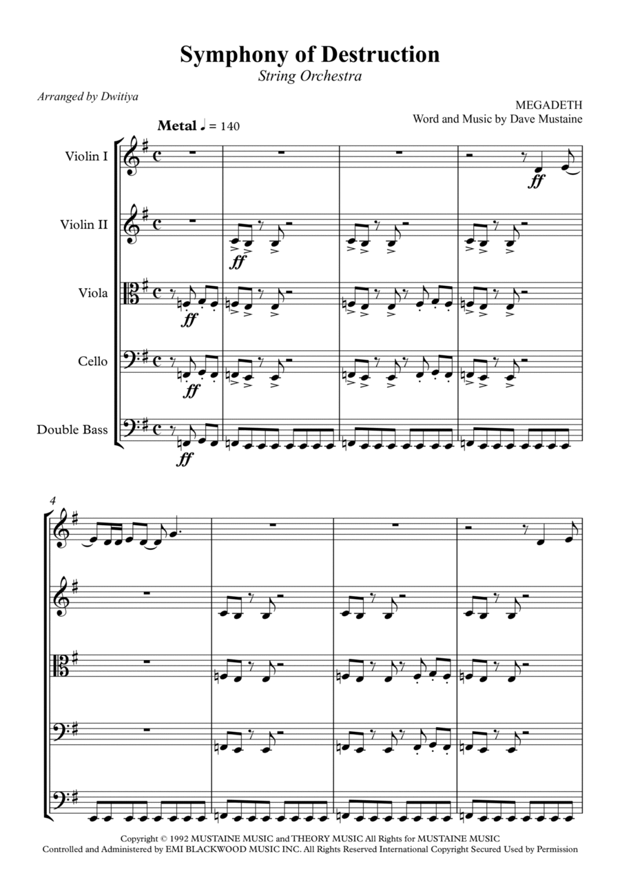 Symphony Of Destruction Cello scores gallery preview page 1