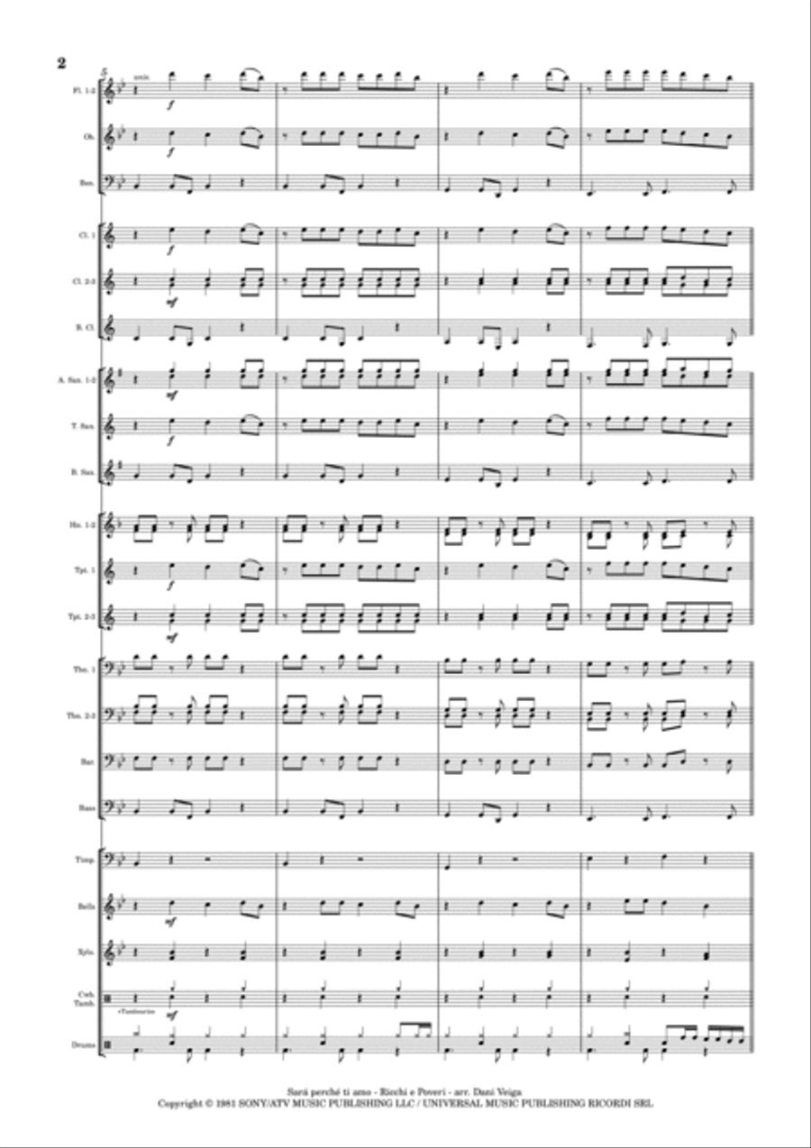 Sara Perche Ti Amo Concert Band scores gallery preview page 2