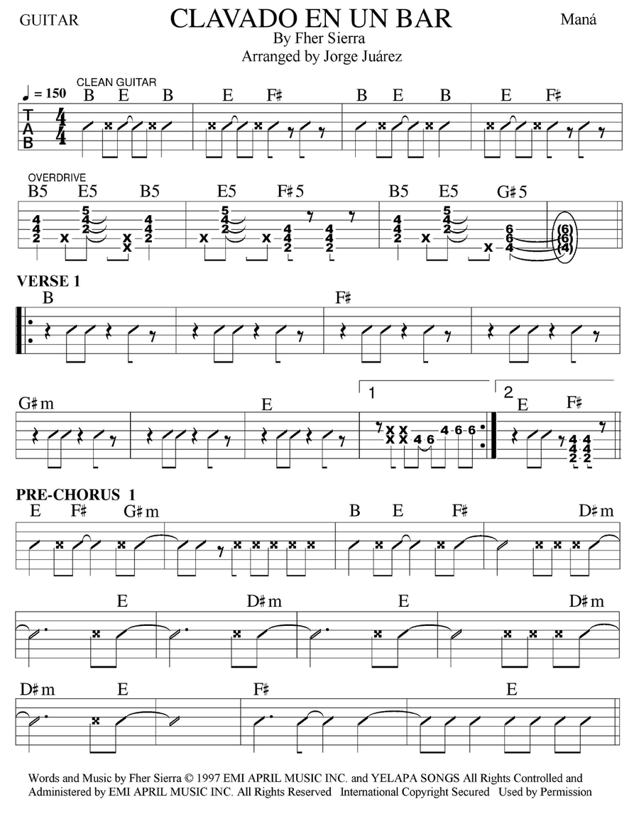 Clavado En Un Bar Acoustic Guitar scores gallery preview page 1