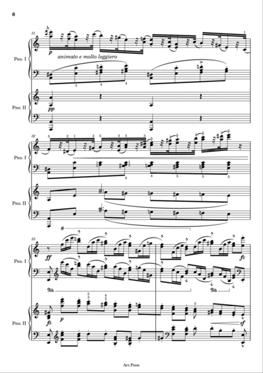 Grieg - Piano Concerto in A Minor - Op.16 1st Movement - For Piano four hands Original With Fingered 1 Piano, 4-Hands scores gallery preview page 6