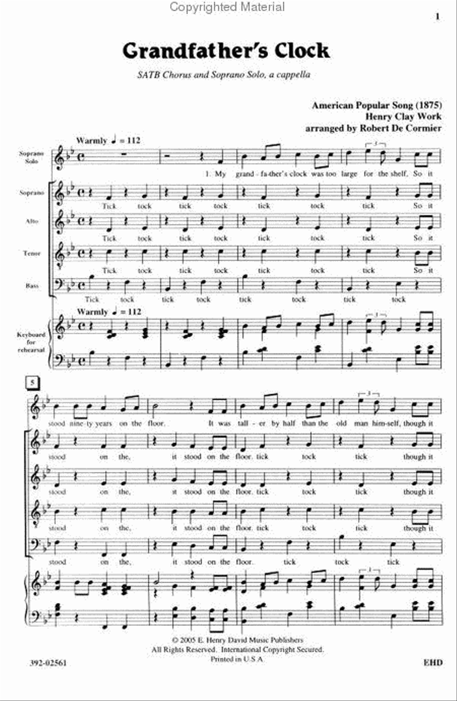 Grandfather's Clock Grandfather's Clock 4-Part scores gallery preview page 2