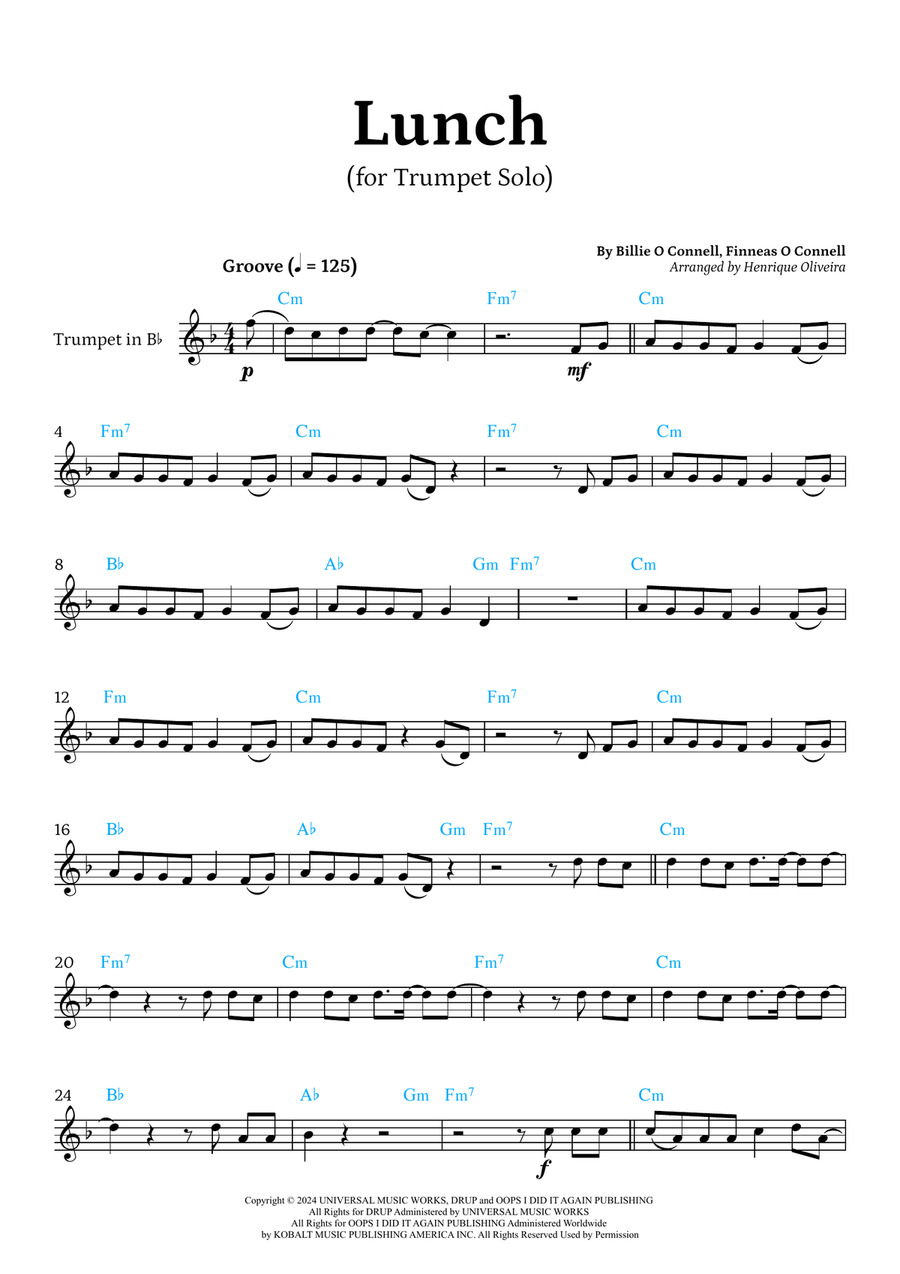Lunch B-Flat Trumpet scores gallery preview page 1