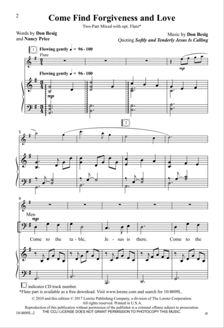 Come Find Forgiveness and Love 2-Part scores gallery preview page 2