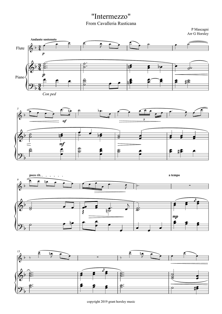 Intermezzo from Cavalleria Rusticana- Flute and Piano Flute Solo scores gallery preview page 2