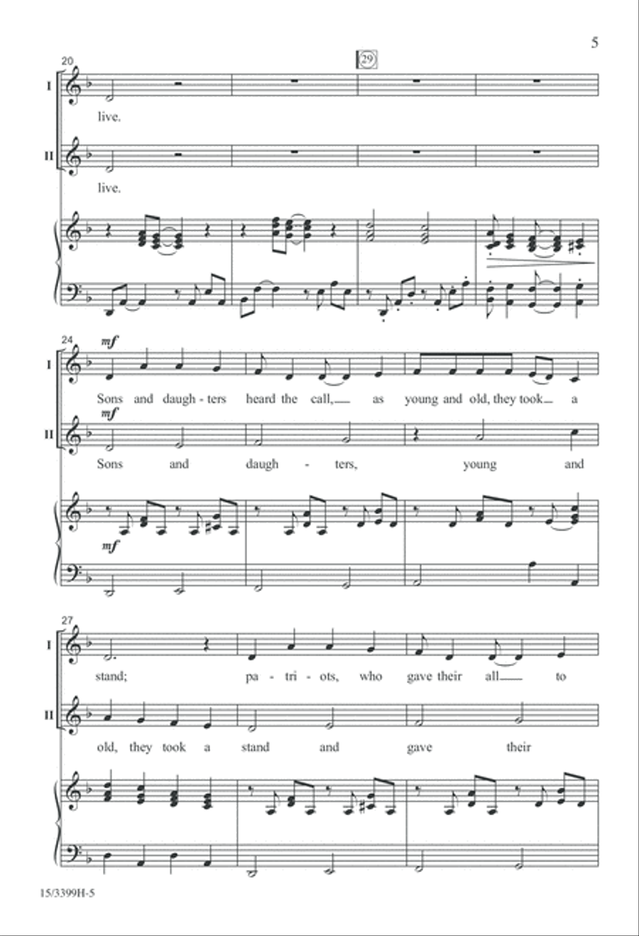 Singing Freedom's Song 2-Part scores gallery preview page 5
