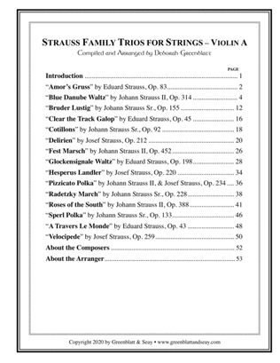 Book cover for Strauss Family Trios for Strings - Violin A, Viola B, and Cello C (3 books)