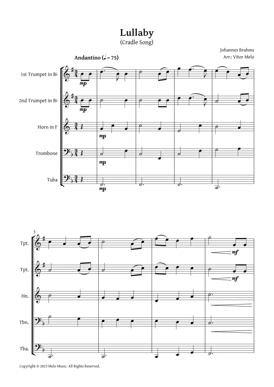 Brahms Lullaby - Brass Quintet Brass Quintet scores gallery preview page 1