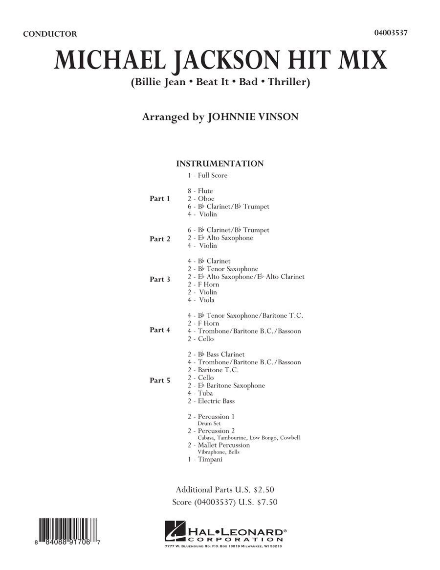 Michael Jackson Hit Mix - Conductor Score (Full Score)