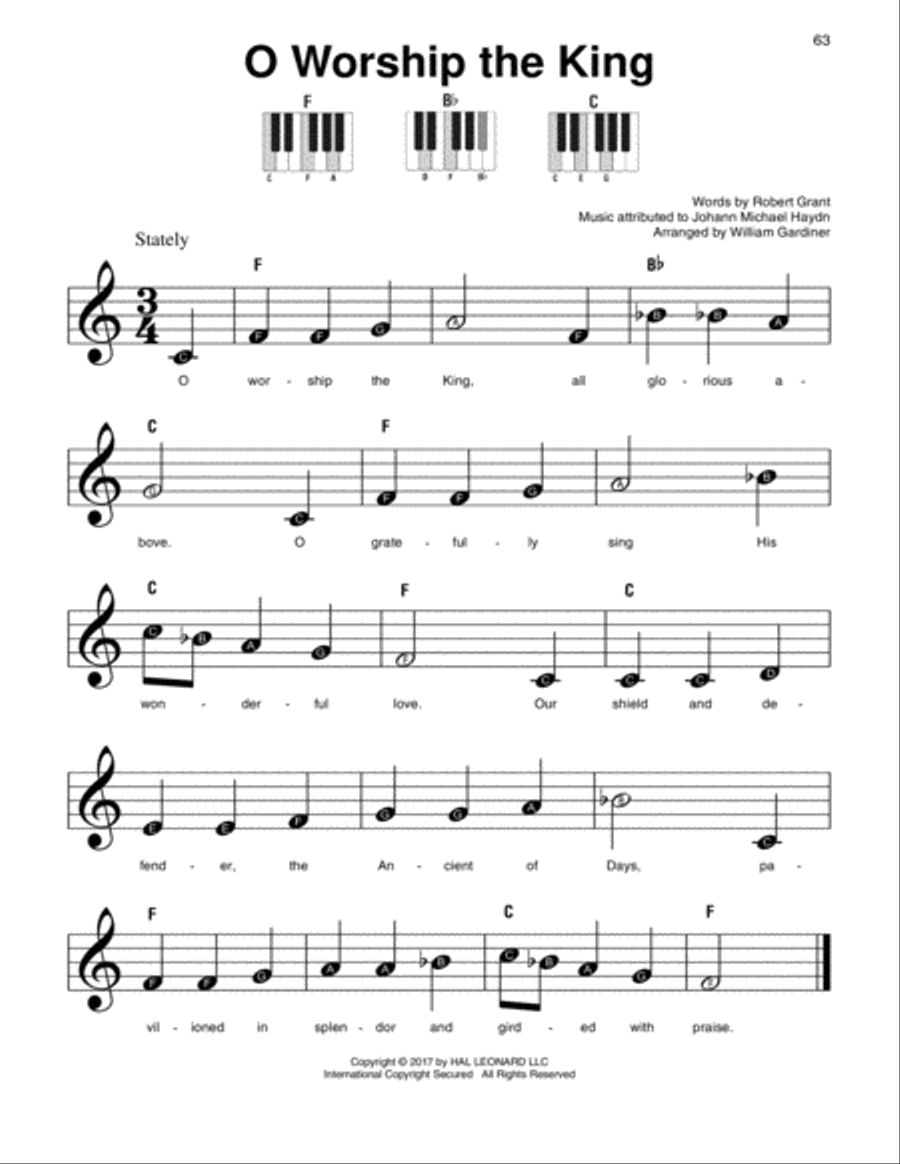 O Worship The King Easy Piano scores gallery preview page 1