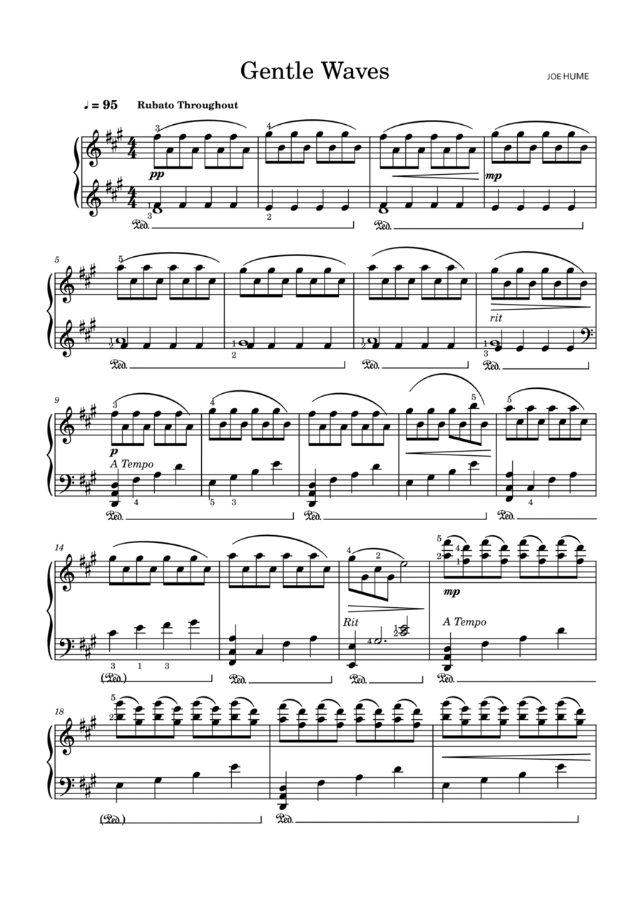Gentle Waves Gentle Waves Piano Solo scores gallery preview page 1