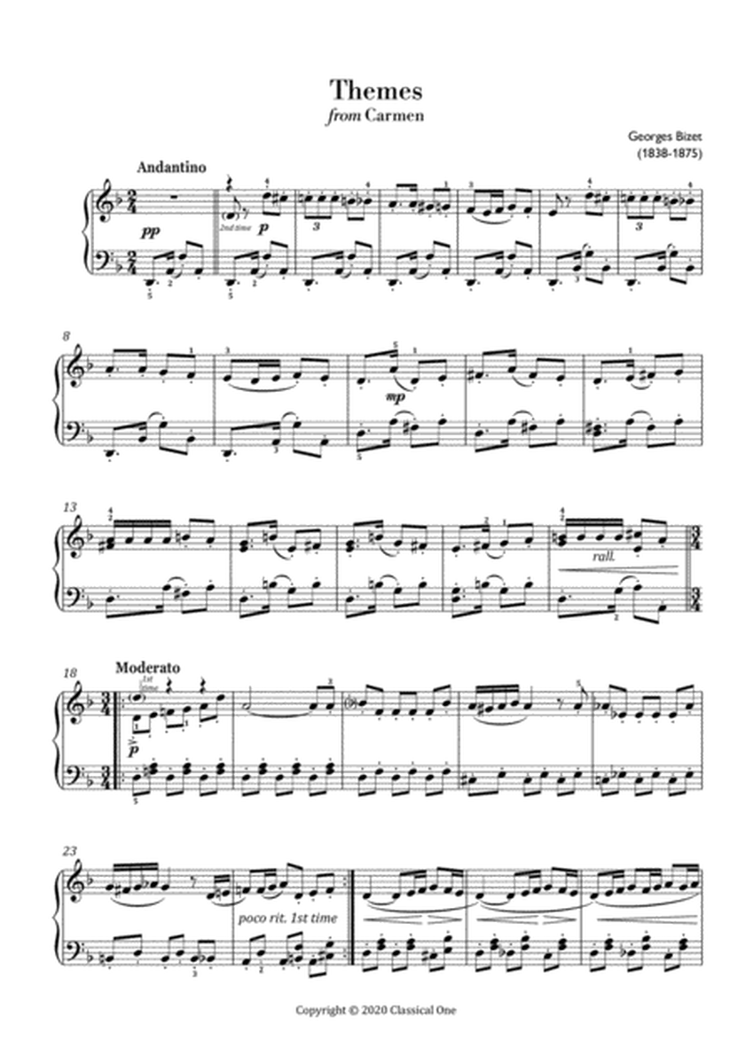 Bizet - Themes from Carmen (Easy piano arrangement) image number null