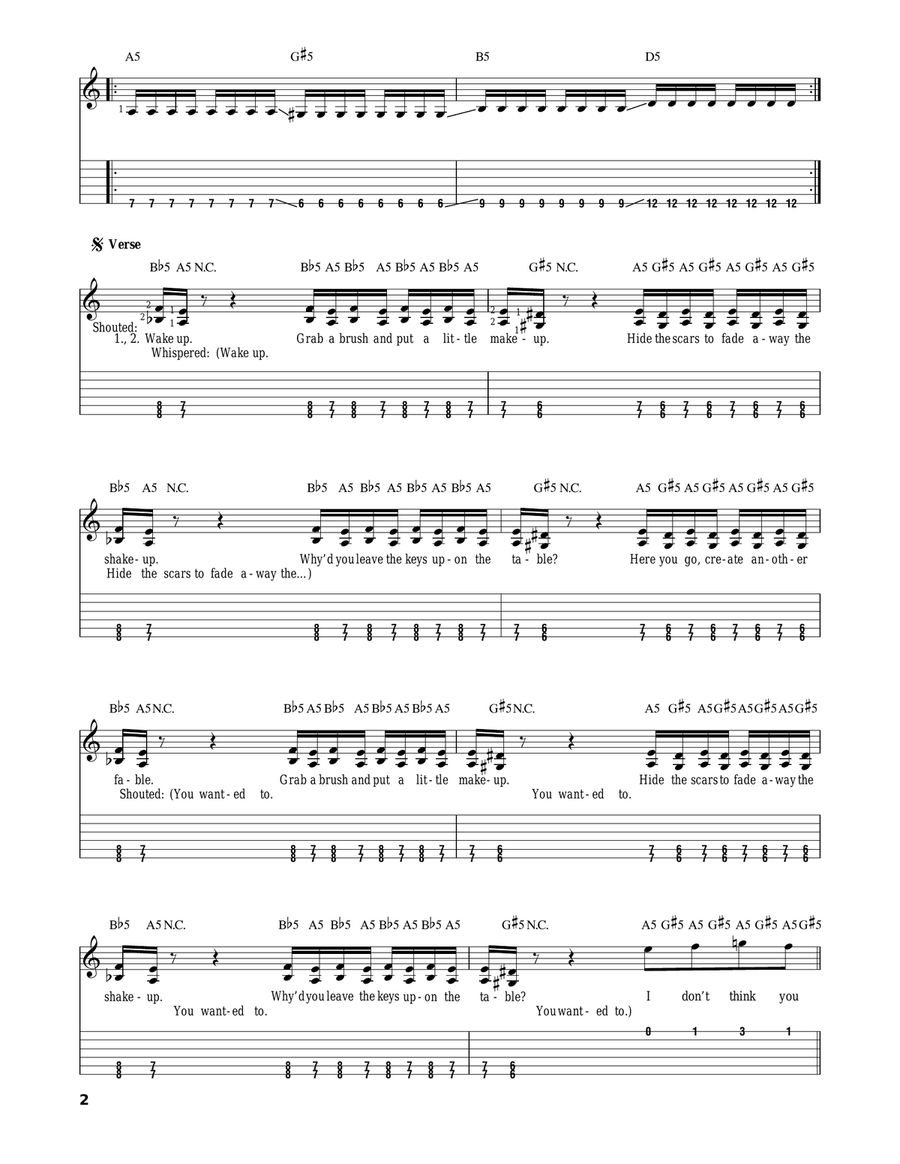 System of a down chop suey chords hotsell acoustic