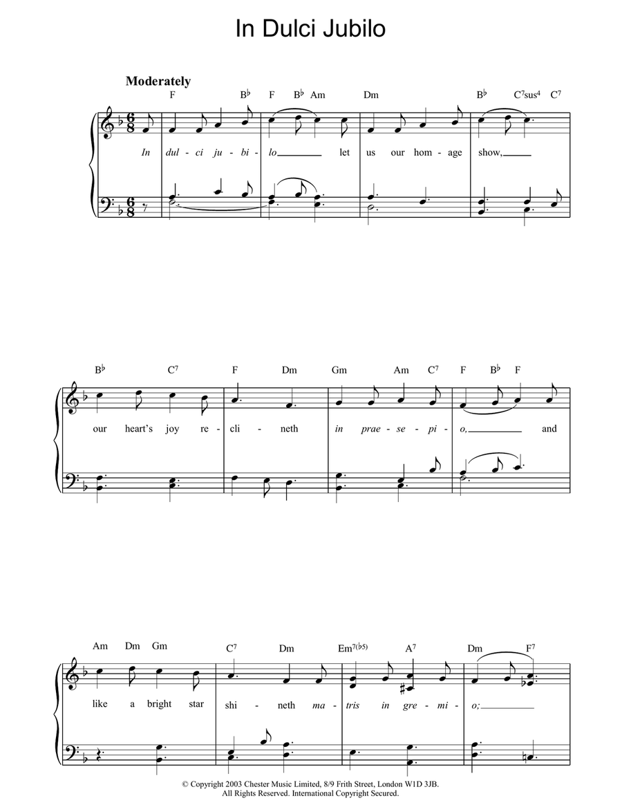 In Dulci Jubilo In Dulci Jubilo Piano Solo scores gallery preview page 1