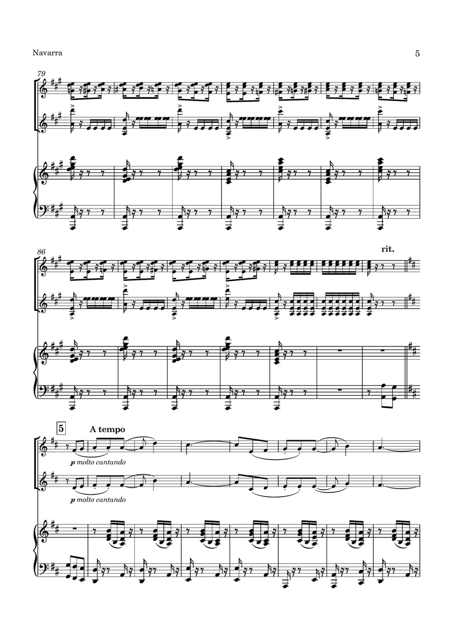 Sarasate Navarra Op. 33 for 2 Violins and Piano String Duet scores gallery preview page 6
