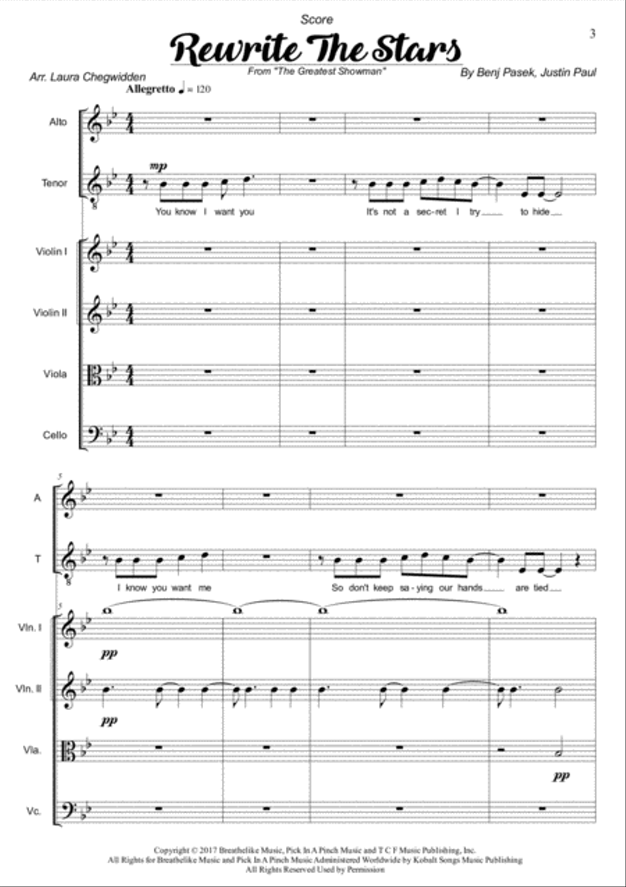 Rewrite The Stars String Quartet scores gallery preview page 3