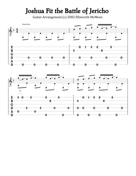 Joshua Fit the Battle of Jericho (For Fingerstyle Guitar Tuned Drop D) image number null