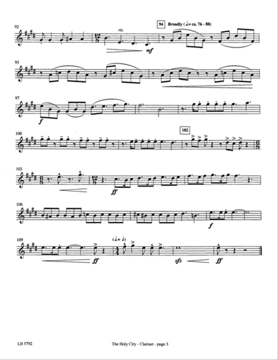 The Holy City (arr. Mark Hayes) - Clarinet in Bb Choir scores gallery preview page 3
