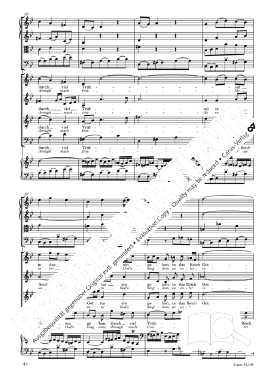 Through bitter tribulation we enter into God's kingdom (Wir mussen durch viel Trubsal in das Reich Gottes eingehen) 4-Part scores gallery preview page 45