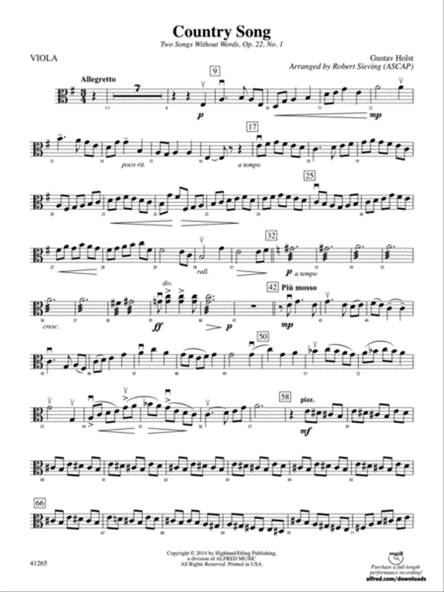 Country Song: Viola String Orchestra scores gallery preview page 1