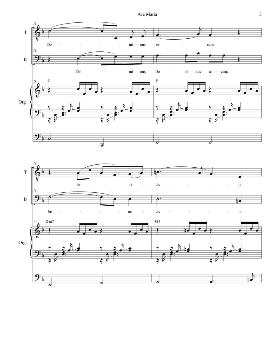 Ave Maria (for 2-part choir (TB) - High Key - Organ Accompaniment) image number null