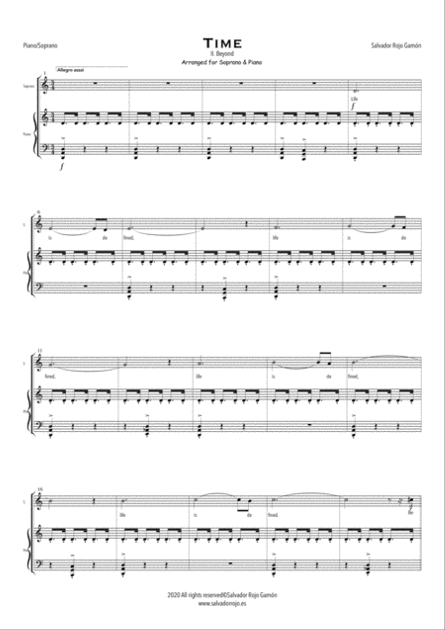Time Arranged for Soprano soloist and Piano Soprano Voice scores gallery preview page 5