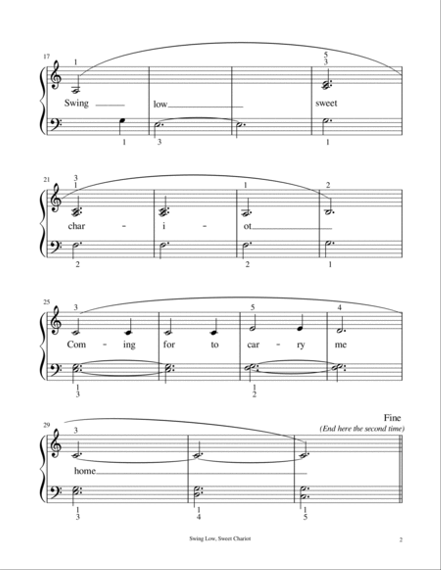 Swing Low, Sweet Chariot - Easy Piano Solo Easy Piano scores gallery preview page 3