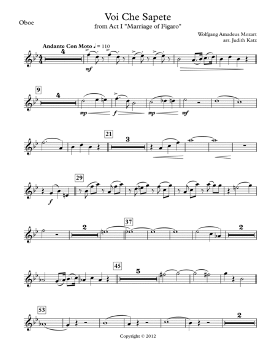 Voi Che Sapete - Parts Large Ensemble scores gallery preview page 4
