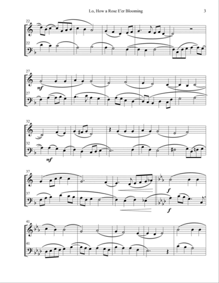 Lo, How a Rose E'er Blooming - Brass Duo Brass Duet scores gallery preview page 3