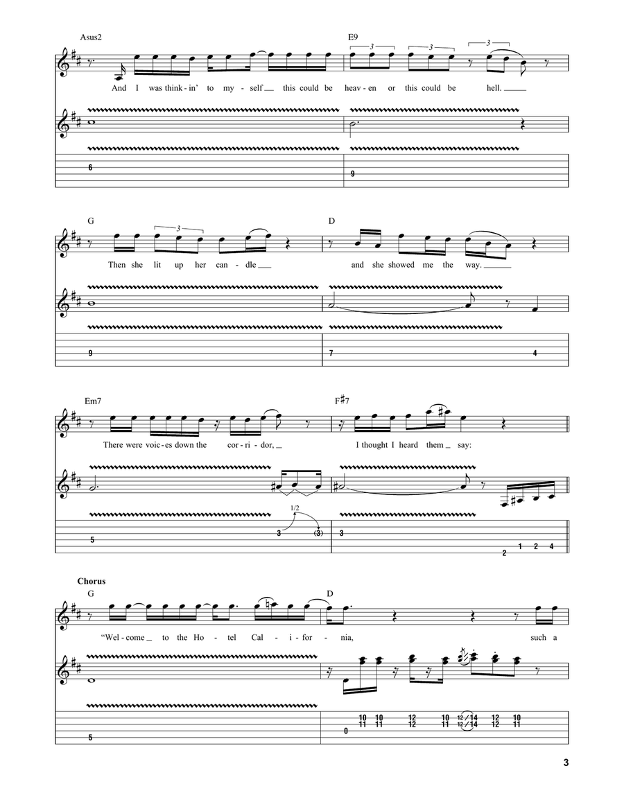Hotel California Acoustic Guitar scores gallery preview page 3