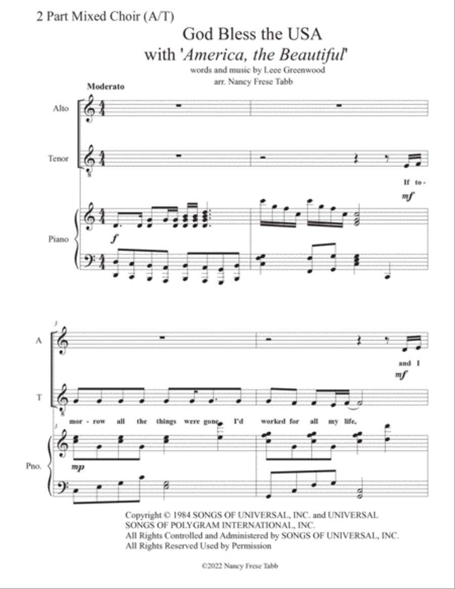 God Bless The U.s.a. Choir scores gallery preview page 2