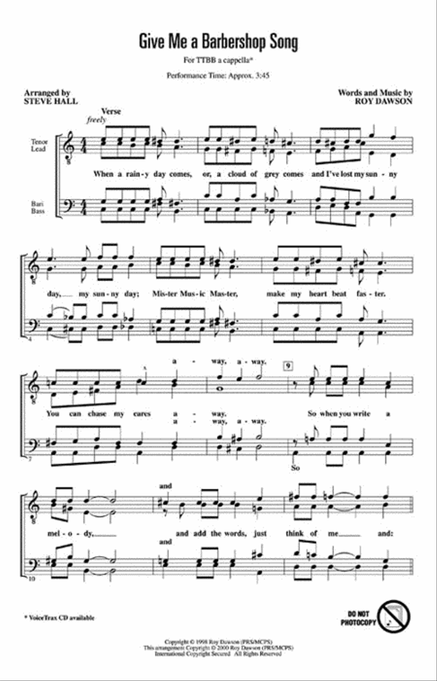 Give Me a Barbershop Song TTBB scores gallery preview page 2