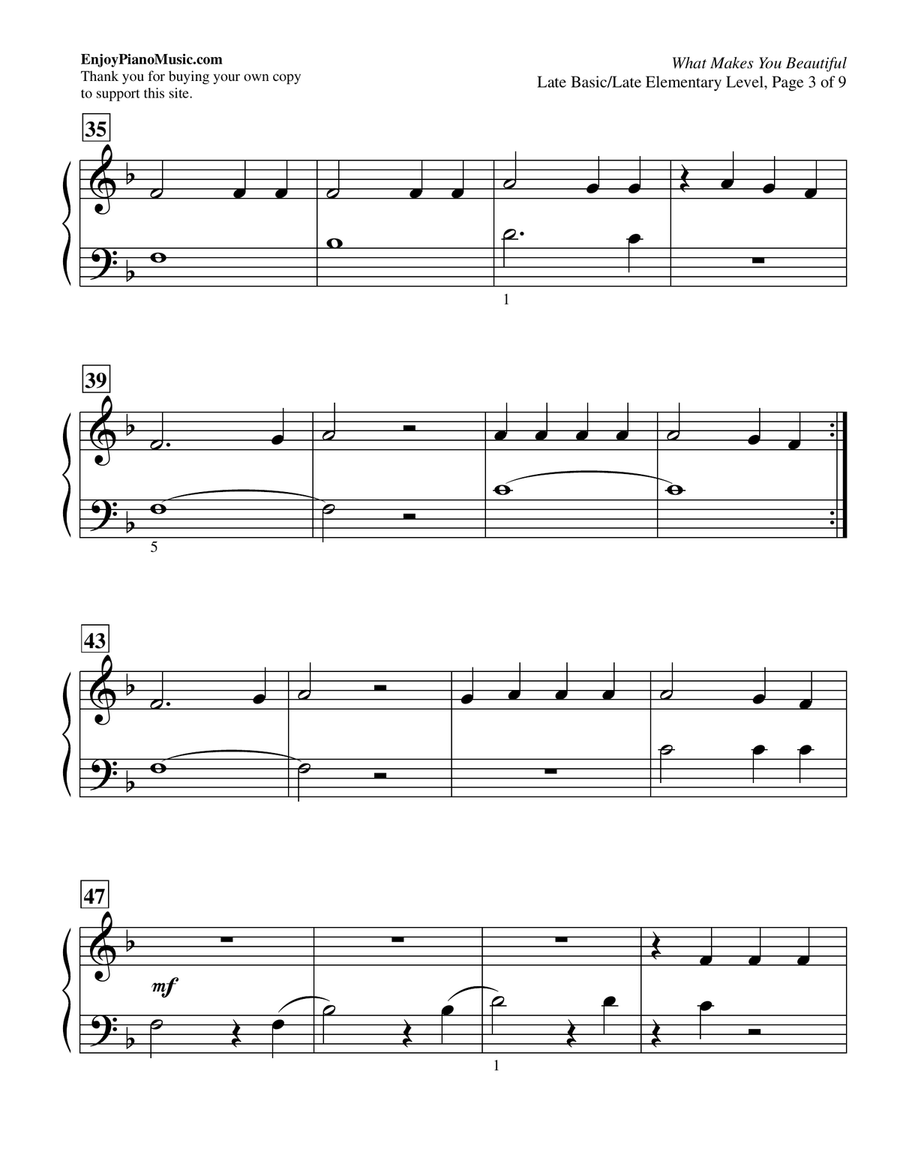 What Makes You Beautiful Piano Method scores gallery preview page 4