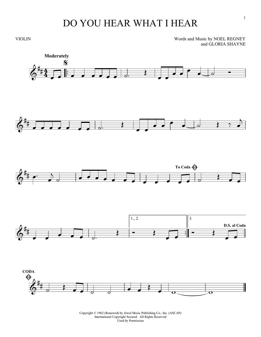 Do You Hear What I Hear Do You Hear What I Hear Violin Solo scores gallery preview page 1