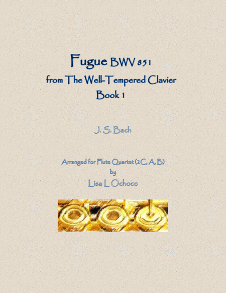 Fugue BWV 851 from the Well-Tempered Clavier, Book 1 for Flute Quartet (2C, A, B) image number null