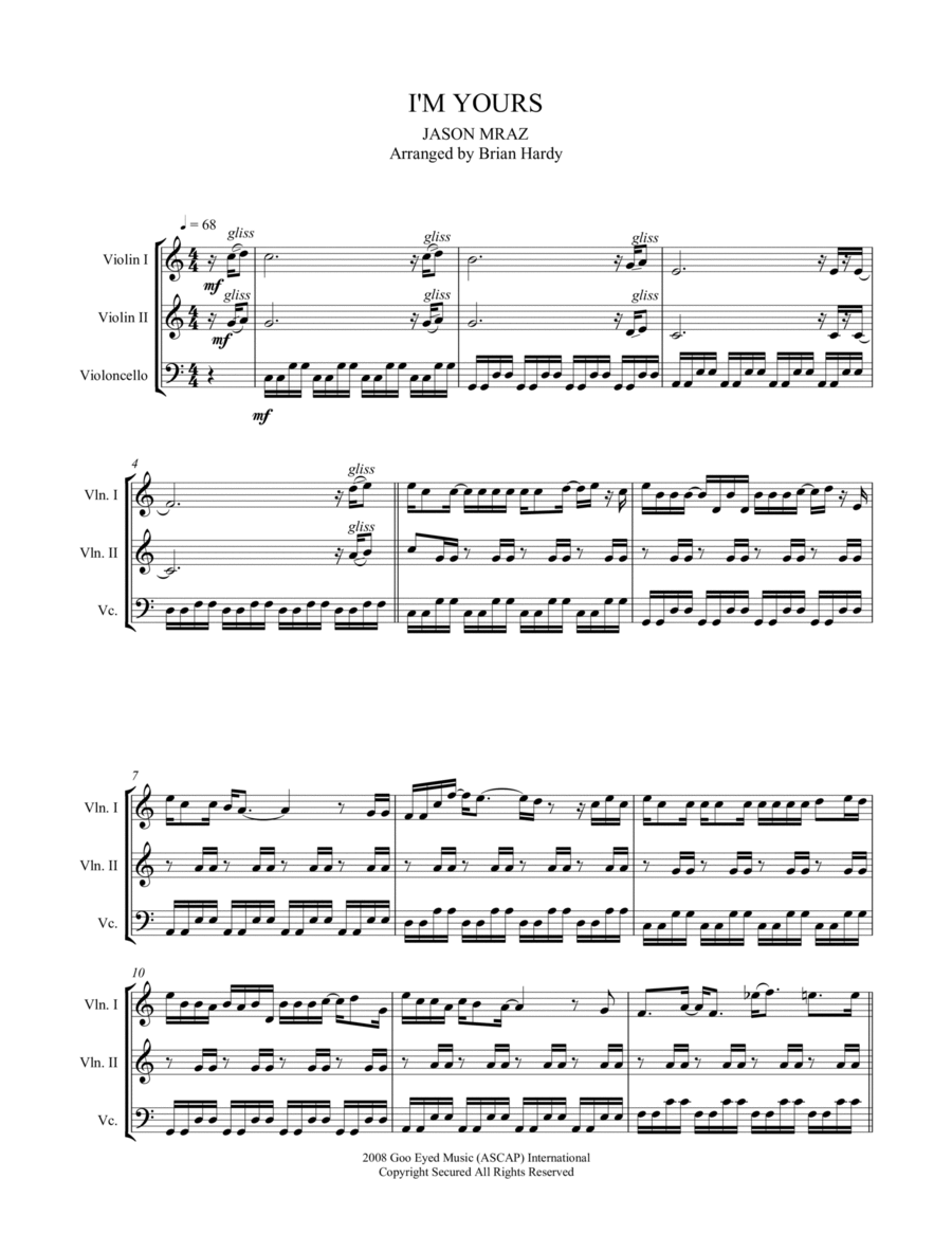 I'm Yours I'm Yours String Trio scores gallery preview page 1