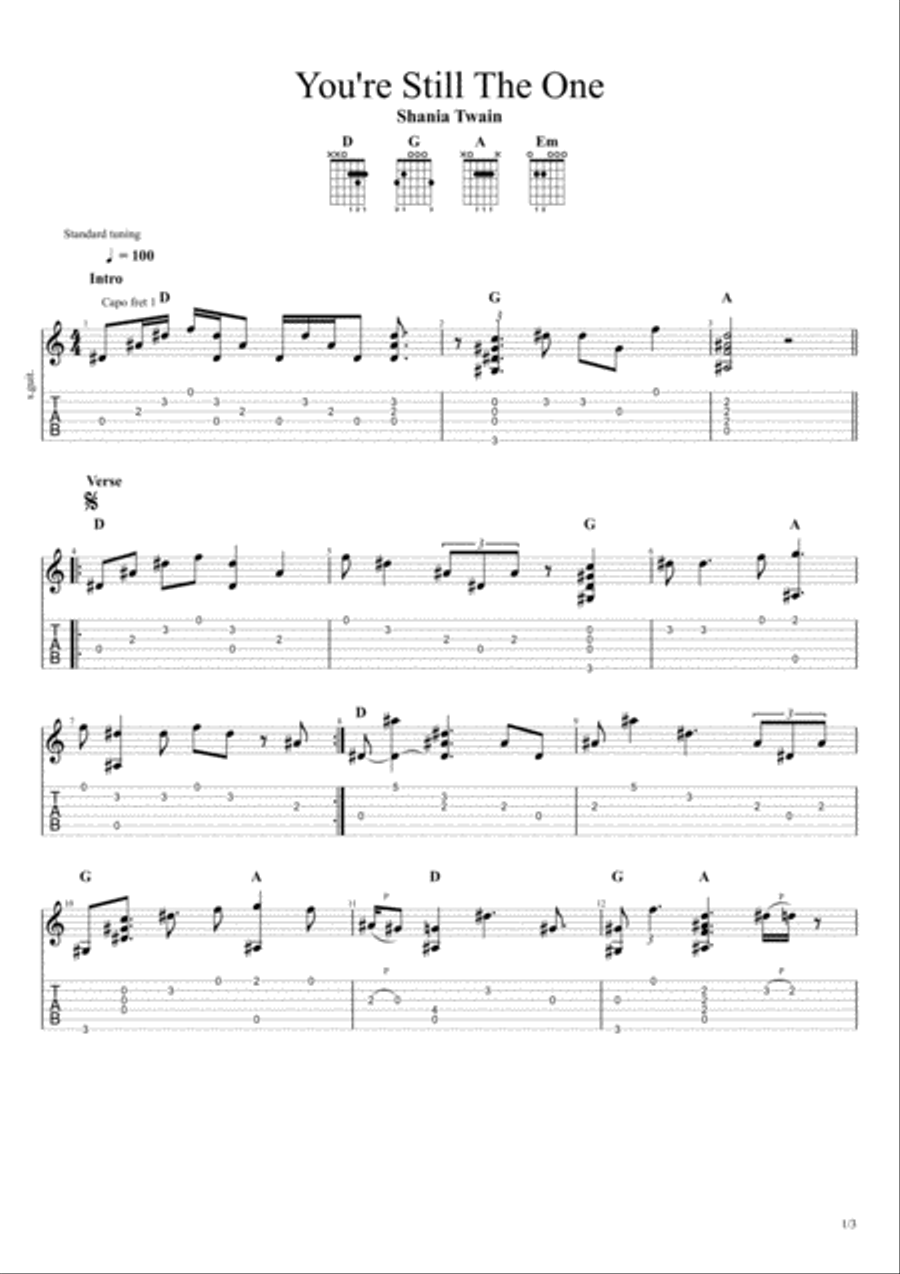 You're Still The One Electric Guitar scores gallery preview page 1