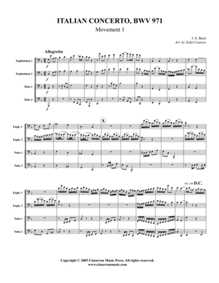Book cover for Italian Concerto - BWV 971, Mvt. 1