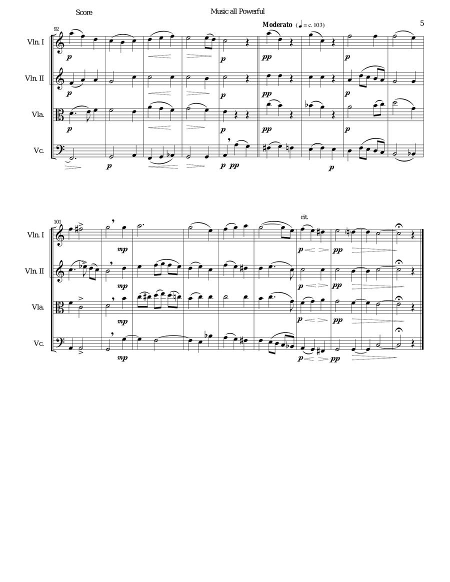 Music all powerful for string quartet String Quartet scores gallery preview page 5