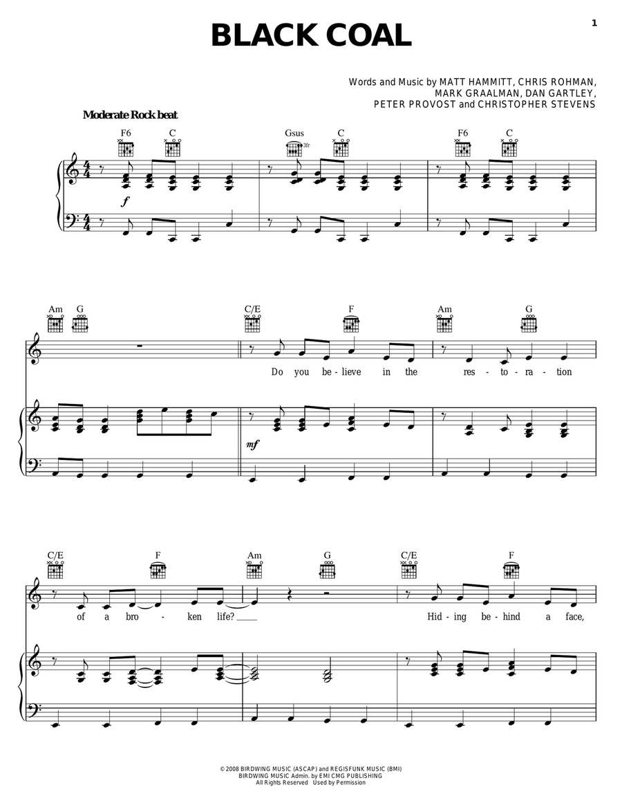 Black Coal Acoustic Guitar scores gallery preview page 1