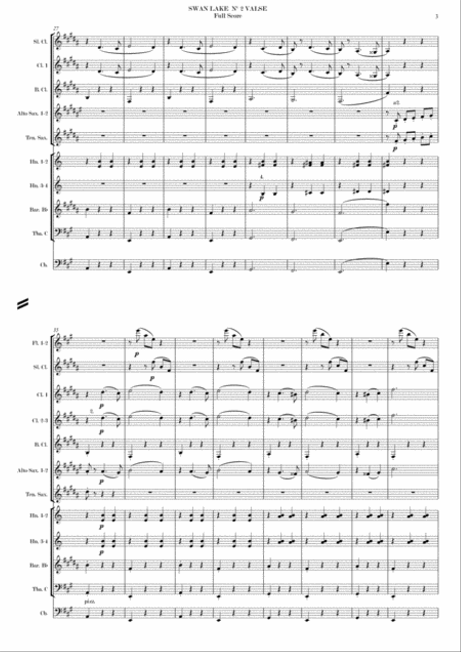 SWAN LAKE - Nº 2 VALSE - P. I. TSCHAIKOSKY Concert Band scores gallery preview page 5