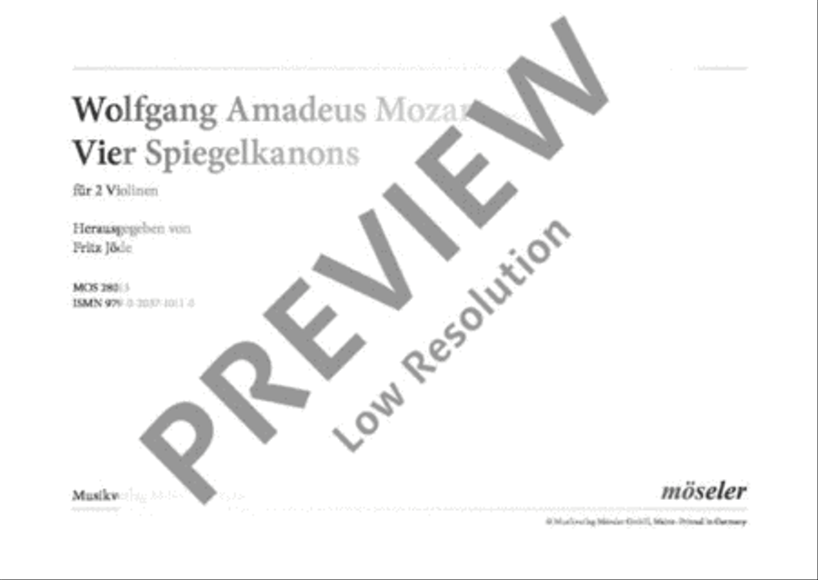 Vier Spiegelkanons Violin scores gallery preview page 2