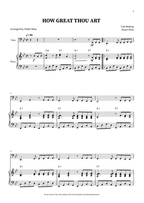 How Great Thou Art - Tuba with piano accompaniment (+CHORDS)