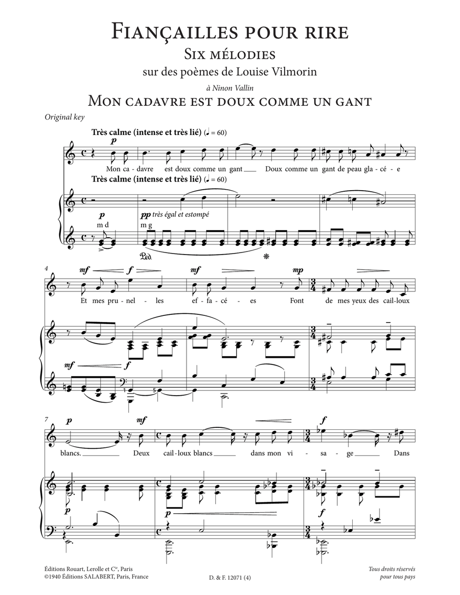 Mon cadavre est doux comme un gant (High Voice) High Voice scores gallery preview page 1