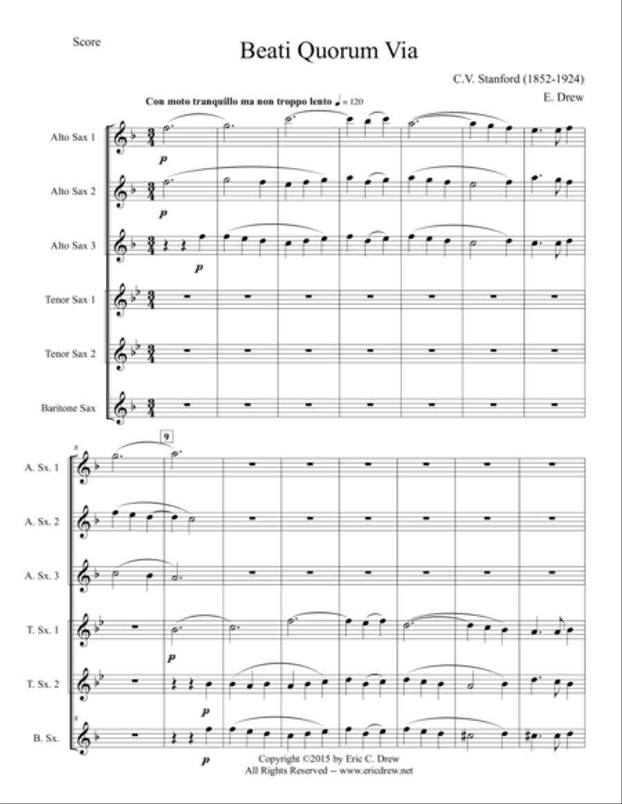 Beati Quorum Via (for Saxophone Choir) Woodwind Ensemble scores gallery preview page 1