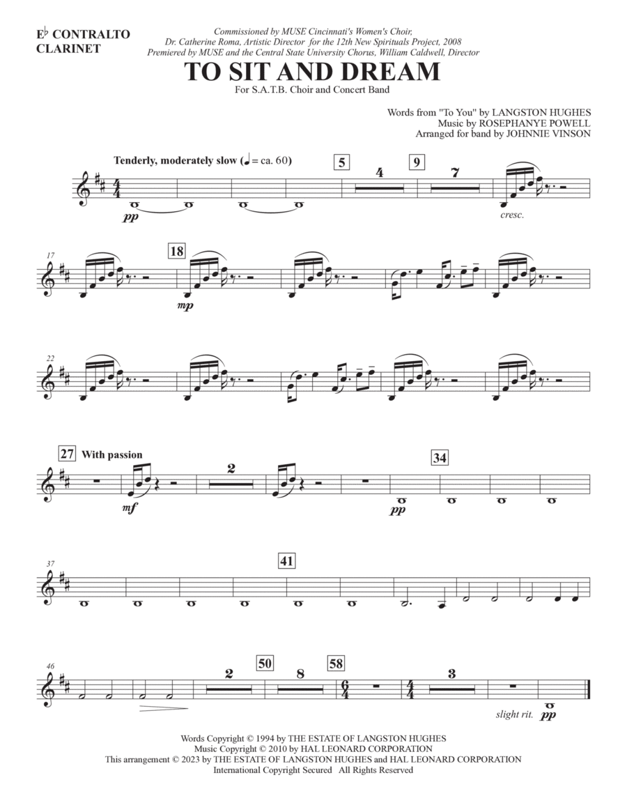 To Sit And Dream (Band Accompaniment) - Contralto Clarinet Choir scores gallery preview page 1