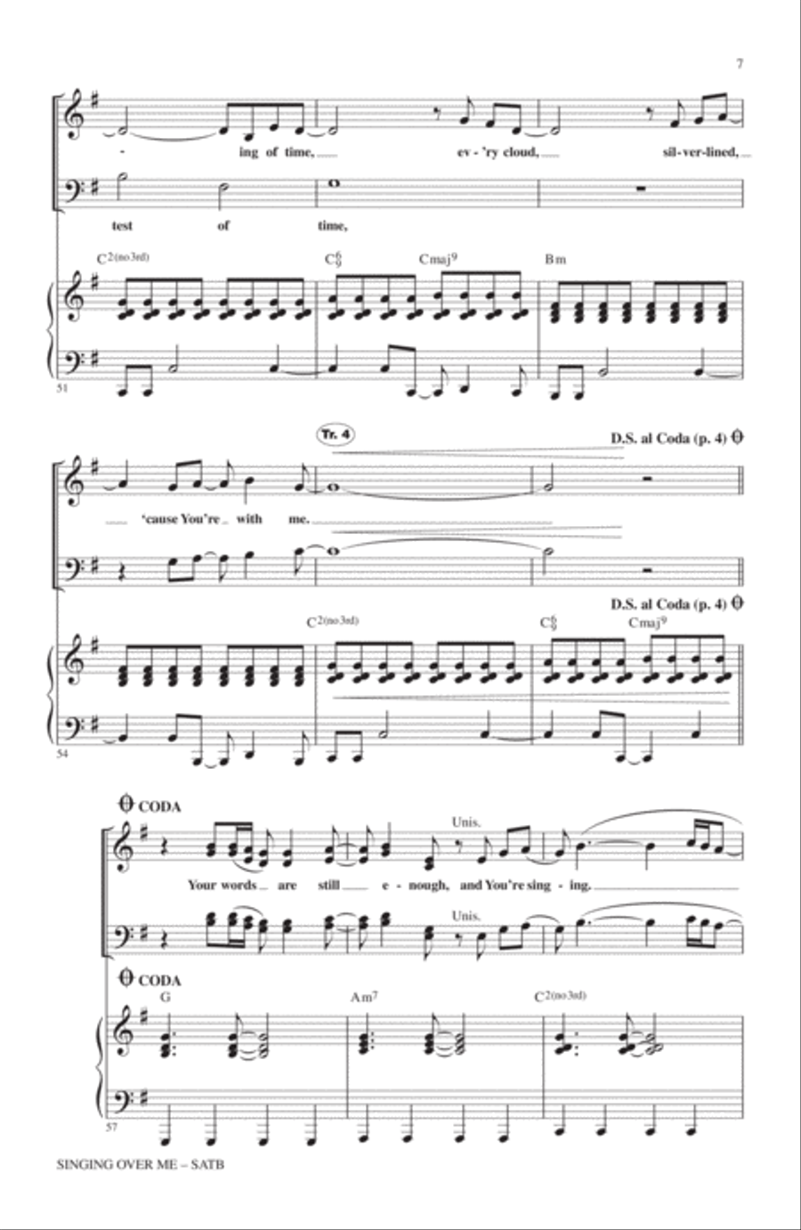 Singing Over Me 4-Part scores gallery preview page 6