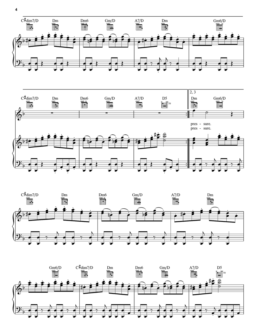 Pressure Piano, Vocal, Guitar scores gallery preview page 4